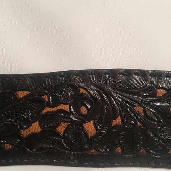 STUNNING Ray Pohja Tooled Leather Western Belt main image 4